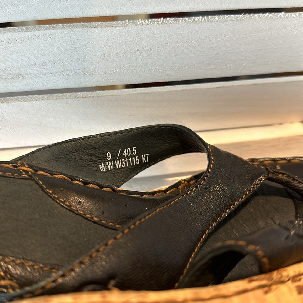 Born Black Leather and Cork Sandals - Picture 5 of 7